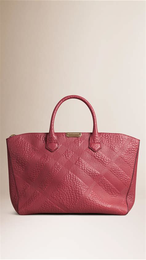 burberry medium embossed leather tote|burberry check and leather tote.